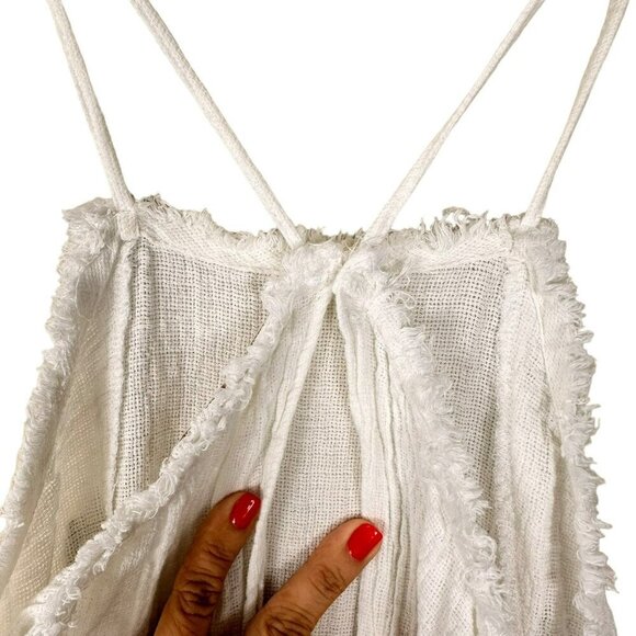 Zara TRF‎ Flowy Backless Frayed Off White Resortwear Bohochic Tank Top Medium - Picture 11 of 13